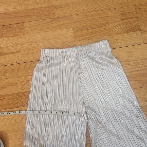FLAW Alice + Olivia Elba Pants Size 2 Womens Pleated Crop Metallic Gold Cocktail - Picture 12 of 13